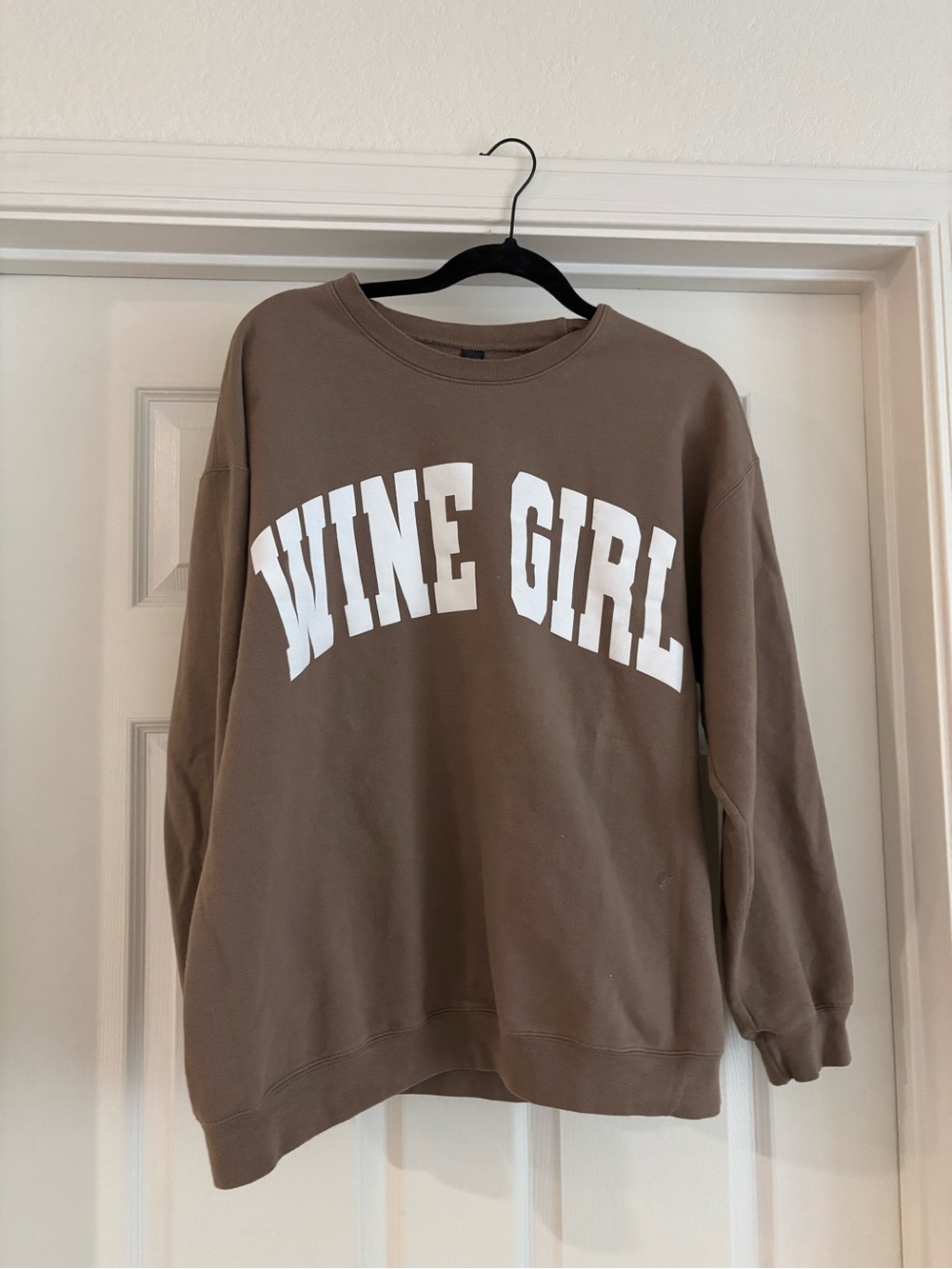 Wine Girl Brown Graphic Sweatshirt - Women's Cozy Pullover